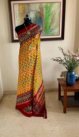 KEYURI – YELLOW PATOLA WITH STRIKING IKKAT MOTIFS