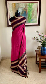 MAANVIKA – RASPBERRY PINK KORVAI KANJIVARAM WITH DIAMOND WEAVES