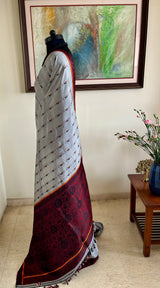 XOPUN – GREY ASSAM SILK WITH FLORAL TREE MOTIFS