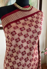 MRUNALINI – DOUBLE AANCHAL BOMKAI IN SOFT MAUVE PEACH