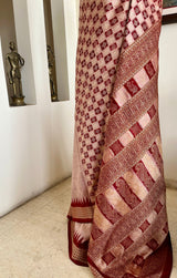 MRUNALINI – DOUBLE AANCHAL BOMKAI IN SOFT MAUVE PEACH