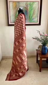 MRUNALINI – DOUBLE AANCHAL BOMKAI IN SOFT MAUVE PEACH