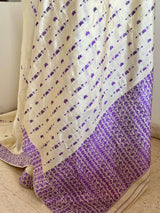 DIPANWITA – CREAM ASSAM SILK WITH ABUNDANT PURPLE FLORALS