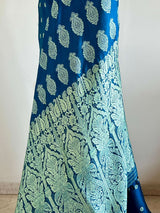 SUMERA- BEAUTIFUL BLUE BANARASI WITH LIGHT BLUE FLORAL MOTIFS