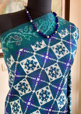 RUJULA — A DISTINCTIVE POCHAMPALLY IN TEAL, WHITE AND PURPLE
