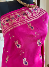 KEYAA — MAHABHARATA TALES WOVEN ON MAGENTA SWARNACHARI