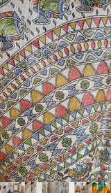 HEMALI- ELEGANT TUSSAR SILK SAREE WITH MADHUBANI BORDER AND AANCHAL