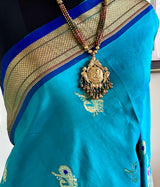 PARIZAAN – BLUE PAITHANI WITH NARALI BORDER AND PEACOCK AANCHAL