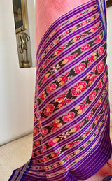 ARHA — PEACHISH PINK KHANDUA WITH VIBRANT TRADITIONAL MOTIFS