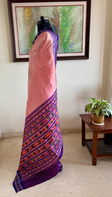 ARHA — PEACHISH PINK KHANDUA WITH VIBRANT TRADITIONAL MOTIFS