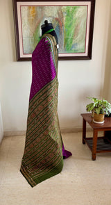 RIJU — MAGENTA-PURPLE KHANDUA WITH GREEN AND RUST DETAILS