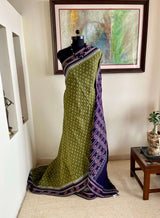 RITA- ELEGANT GREEN KHANDUA COTTON WITH BANDHA MOTIFS