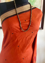 PRATISHRUTI – RUST BOMKAI WITH STUNNING WOVEN AANCHAL