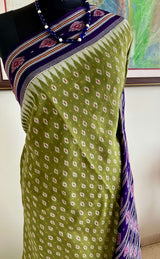 RITA- ELEGANT GREEN KHANDUA COTTON WITH BANDHA MOTIFS