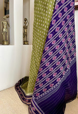 RITA- ELEGANT GREEN KHANDUA COTTON WITH BANDHA MOTIFS