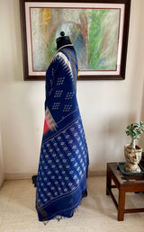 HETASHREE- HORIZONTAL DUAL-TONE PATOLA COTTON WITH DIAMOND IKKAT MOTIFS