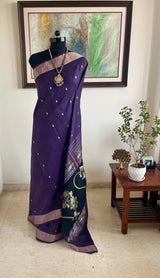 NISARGA- RARE COTTON NATHNI PAITHANI WITH STRIKING AANCHAL