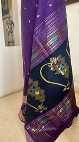 NISARGA- RARE COTTON NATHNI PAITHANI WITH STRIKING AANCHAL