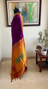 ISHVIKA – PLUM KANJIVARAM WITH OCHRE WOVEN CONTRAST