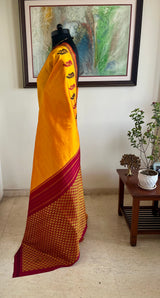 MAYURIYA – GOLDEN YELLOW KANJIVARAM WITH PEACOCK BORDER