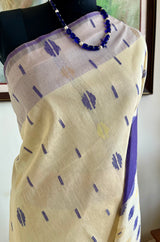 SANALNI – CREAM JAMDANI WITH REGAL PURPLE ACCENTS