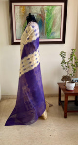 SANALNI – CREAM JAMDANI WITH REGAL PURPLE ACCENTS
