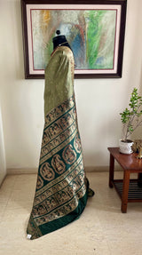SHAONI — MEHENDI GREEN SWARNACHARI WOVEN WITH TALES OF DIVINITY