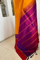 NIVIKA – GOLDEN YELLOW KANJIVARAM WITH JEWEL-TONED CONTRAST