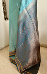 AARISHA – GREYISH BLUE KATAN BANARASI WITH ZARI BORDER