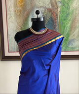RISHITA – LIGHTWEIGHT NAVY KANJIVARAM WITH RUDRAKSHA BORDER AND GOLD ACCENT