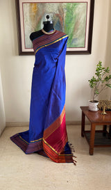 RISHITA – LIGHTWEIGHT NAVY KANJIVARAM WITH RUDRAKSHA BORDER AND GOLD ACCENT