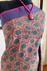 ZEHRA- DARK PEACH BANARASI WITH JEWEL TONED CONTRASTS