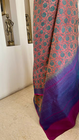 ZEHRA- DARK PEACH BANARASI WITH JEWEL TONED CONTRASTS