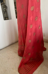 IRAIA- SOFT PEACH PURE GEORGETTE WITH ZARI FLORALS