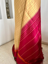 SARUNAYA – KATTAM KANJIVARAM SILK SAREE IN GOLDEN BEIGE