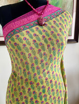 MYSHA- SOOTHING MEHENDI GREEN PURE GEORGETTE WITH FLORALS