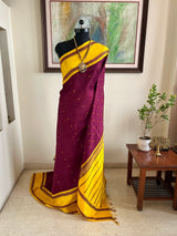 NEVADHI – CLASSIC KORVAI KANJIVARAM SILK WITH CONTRAST AANCHAL