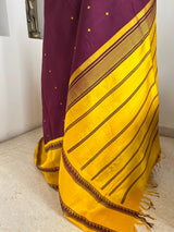 NEVADHI – CLASSIC KORVAI KANJIVARAM SILK WITH CONTRAST AANCHAL
