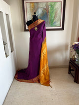PADMARAGA – PURPLE SILK COTTON WITH MUSTARD ZARI BORDER
