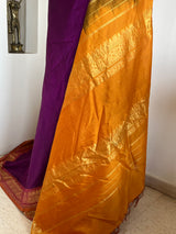 PADMARAGA – PURPLE SILK COTTON WITH MUSTARD ZARI BORDER