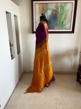 PADMARAGA – PURPLE SILK COTTON WITH MUSTARD ZARI BORDER