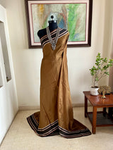 ANANGHA - BROWN KANJIVARAM WITH BLACK AND WHITE ELEGANCE