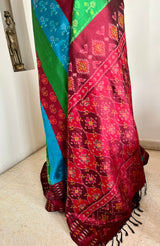 VARSHAIKA- POCHAMPALLY SILK SAREE WITH VERTICAL BANDED MOTIFS