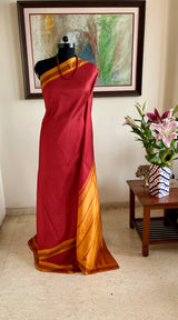 DEEPAL - STRIKING KATTAM KANJIVARAM IN RED AND YELLOW