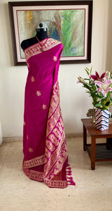 SRUMONA — MAGENTA BALUCHARI WITH MYTHOLOGICAL WOVEN TALES