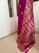 SRUMONA — MAGENTA BALUCHARI WITH MYTHOLOGICAL WOVEN TALES
