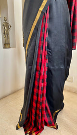 AVRISHA — CONTEMPORARY BLACK KANJIVARAM WITH CHECKED CONTRASTS