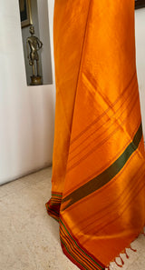 JIVISHA - ORANGE KANJIVARAM IN CLASSIC STRIPED CONTRASTS