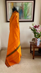 JIVISHA - ORANGE KANJIVARAM IN CLASSIC STRIPED CONTRASTS