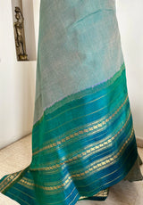 AADANYA- TEAL GADWAL COTTON SAREE WITH PEACOCK ZARI